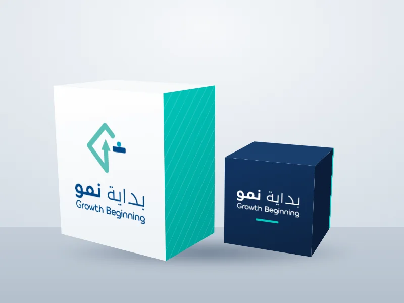 علبتان مطبوعتان بهوية بداية نمو