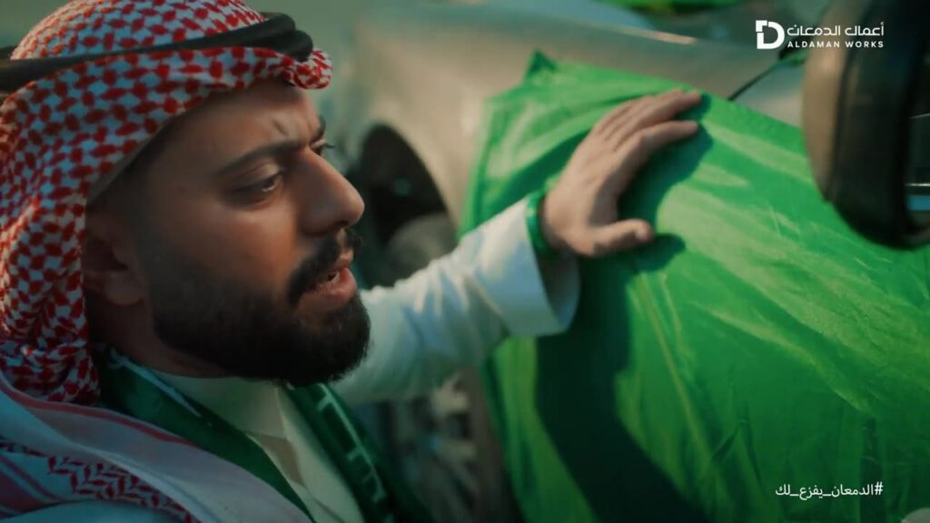 From the campaign film: a car dressed up for National Day